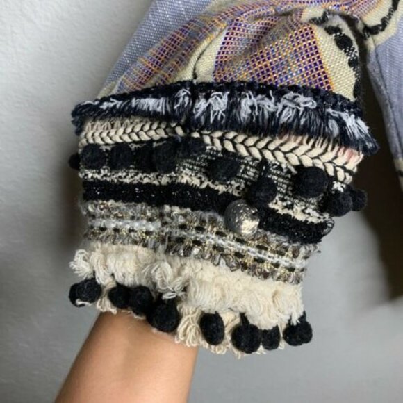 Zara women Striped Fringes Kimono Coat Jacket - Picture 2 of 7